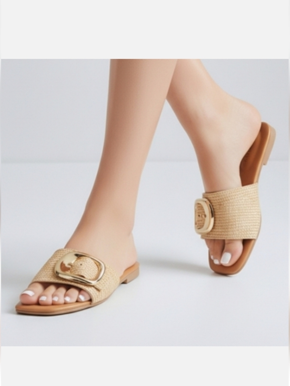 BAMBOO Island Hopper Slide Sandle Natural Raffia Size 7